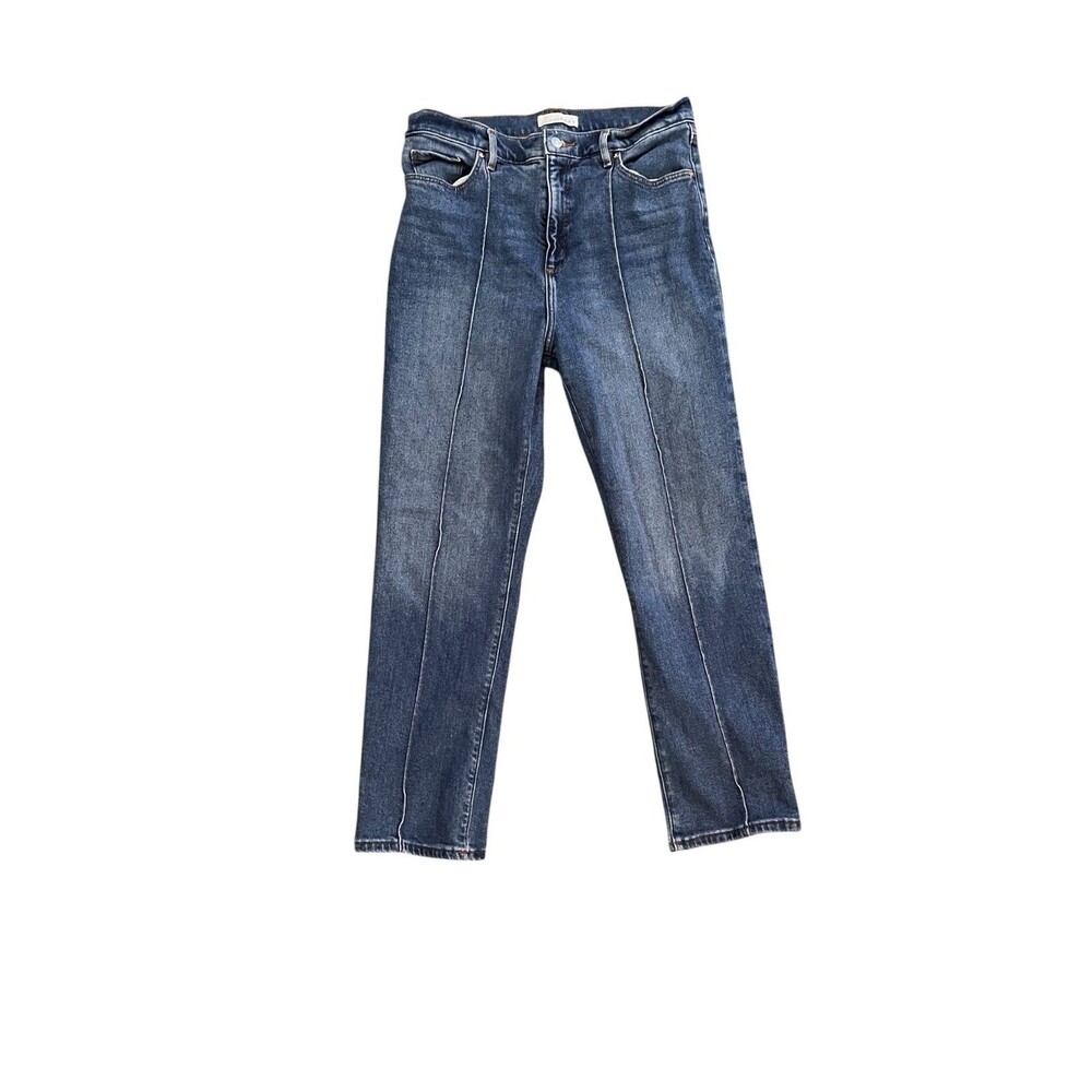LOFT The Slim Jeans High Rise Pintuck Straight Leg Medium Wash 30/10